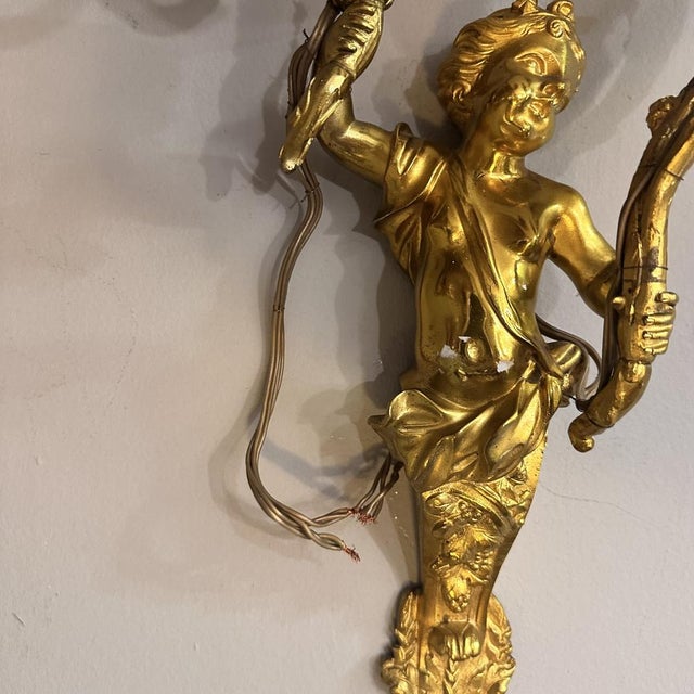 Napoleon III Louis XV Apply Cherub, Ormolú , France, 19th Century For Sale - Image 10 of 18