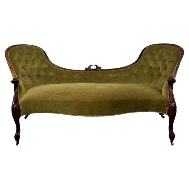 19th Century English Victorian Mahogany Spoon-Back Settee For Sale - Image 12 of 12
