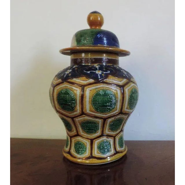 19th Century Chinese Sancai Palette Porcelain Baluster Shaped Vase & Cover Kangxi Marks For Sale In New York - Image 6 of 11