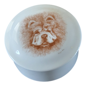 Early 1900s Monique Akar Dogonit Akita Dog Trinket Box