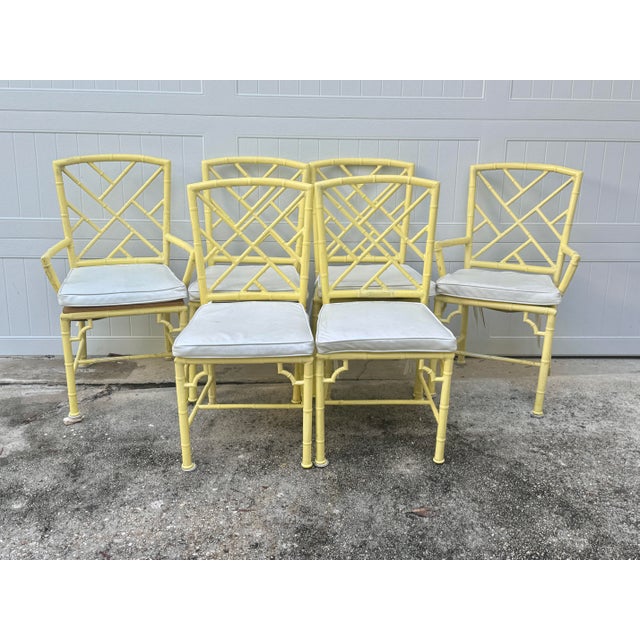 Bring the ultimate Palm Beach Hollywood Regency flair to your space with this stunning, rare set of six vintage faux...