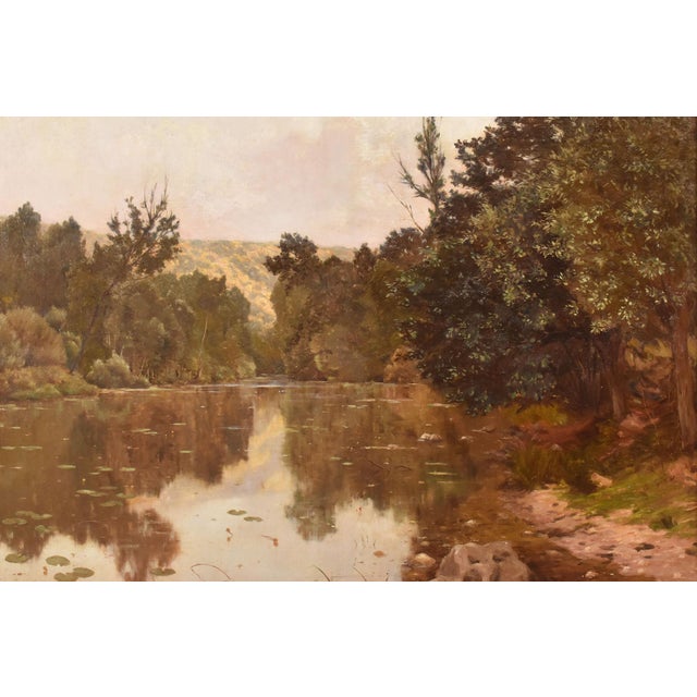 René Charles Edmond His, Landscape with River, 20th Century, Oil on Canvas, Framed For Sale - Image 3 of 11