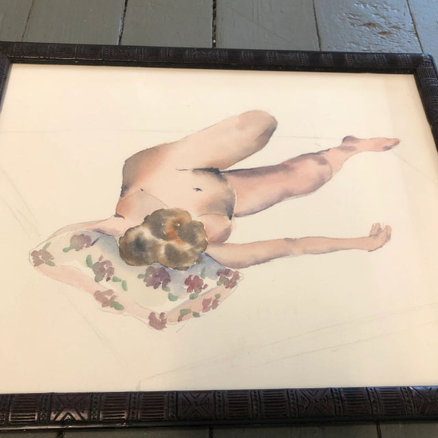 Original watercolor painting on paper Unsigned Study overall size with vintage frame is 11 x 13