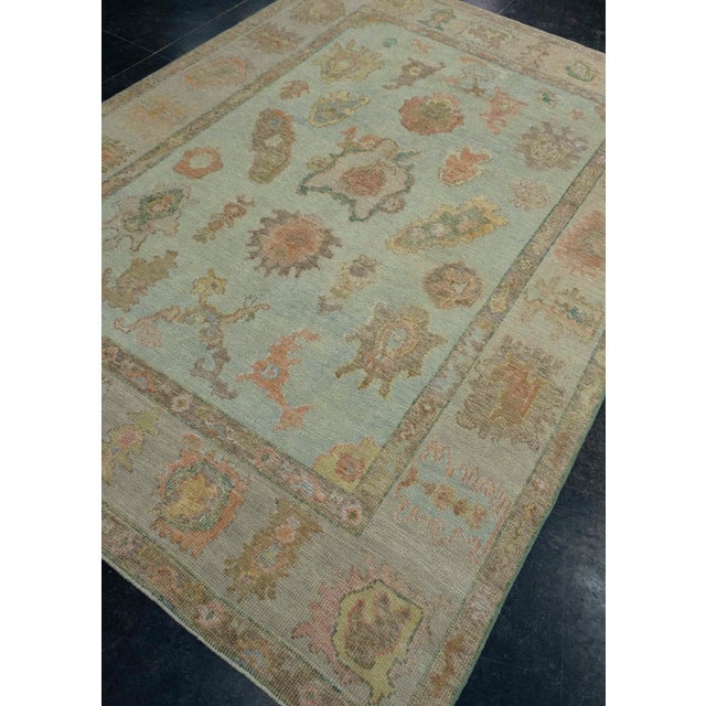 Turkish Turkish Oushak Rug 6'2" x 8'7" #18627 For Sale - Image 3 of 8