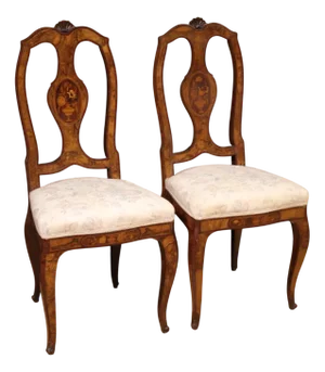 Set of Vintage Italian Inlaid Chairs, 1950