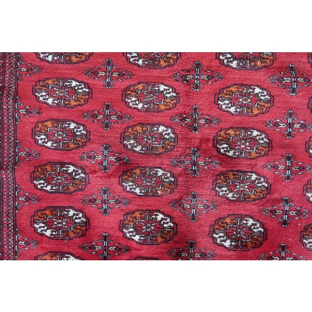 1960s, Handmade Vintage Turkmen Ersari Rug 4.2' X 4.6' For Sale - Image 9 of 16