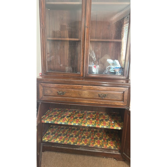 English Victorian Mahogany Secretaire Bookcase, 1880s, in Worn conditions. Designed 1890 to 1919