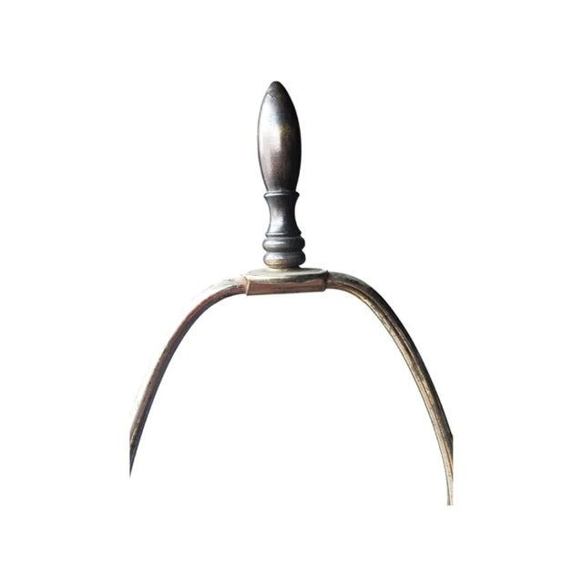 1960s Charles X Style Leather and Patinated Metal Table Lamps, a Pair For Sale - Image 5 of 9