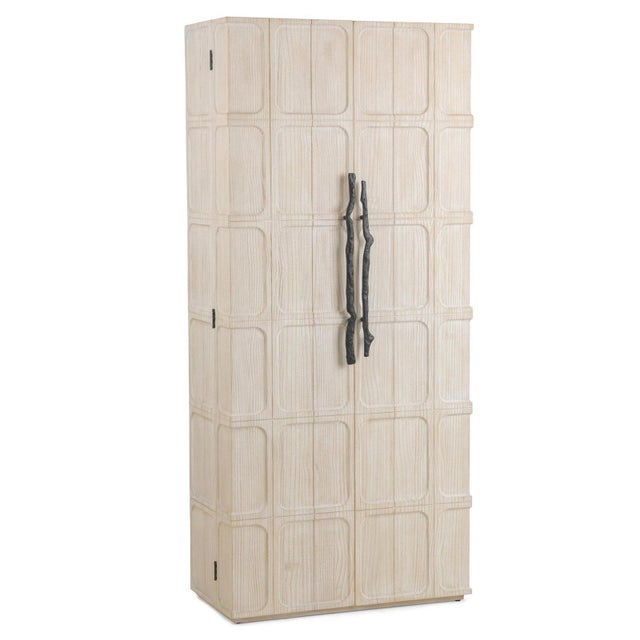 Contemporary Whitewashed Organic Modern Pine Storage Cabinet For Sale - Image 3 of 7