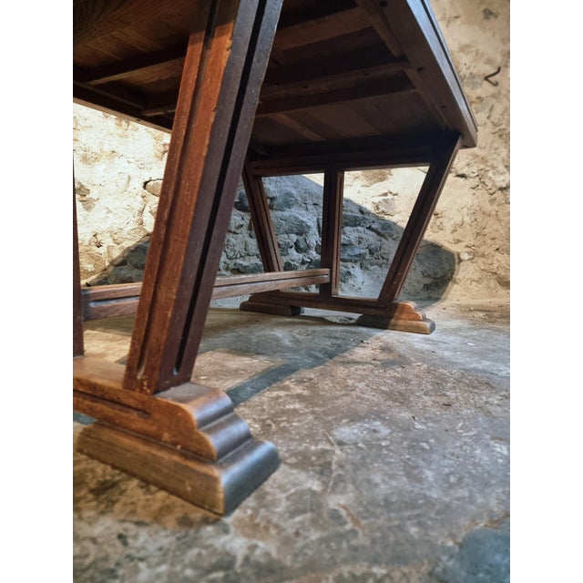 Vintage French Arts & Crafts Style Oak Table, 1930s For Sale - Image 16 of 18