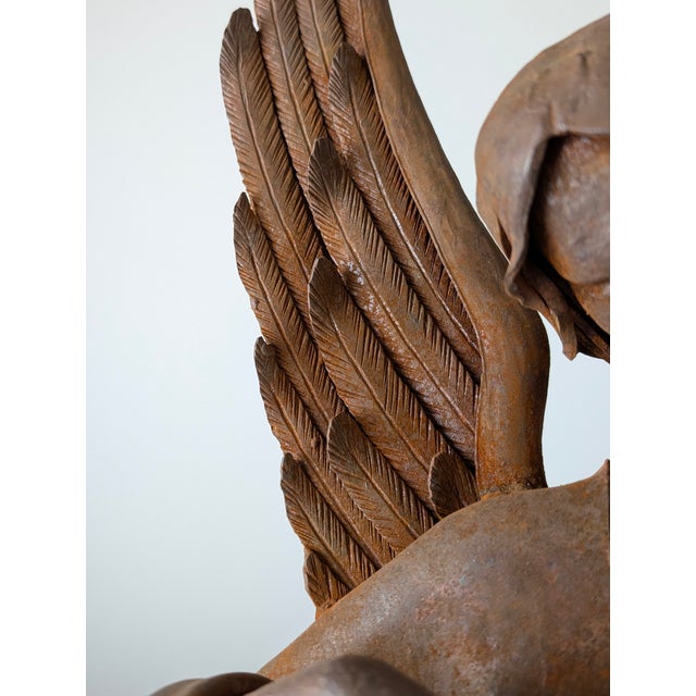 Spanish Renaissance Revival Forged Iron Angel Sculpture Playing Lute, 1920s For Sale - Image 17 of 18