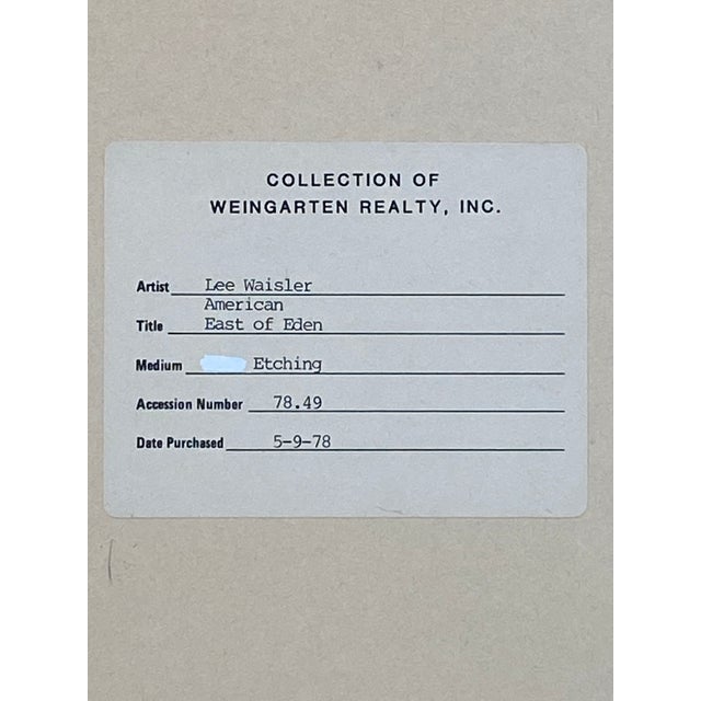 Lee Waisler Etching in Gilt Wood Frame, signed “Waisler” lower right and numbered “1/15” lower left. Lee Waisler (b. 1938)...