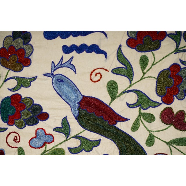 Textile Decorative Suzani Embroidered Cotton Cloth For Sale - Image 7 of 10