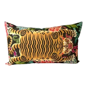 Chinoiserie Tibetan Tiger Lumbar Pillow Cover