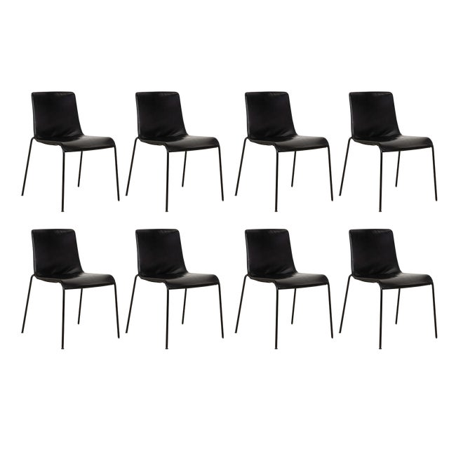 Liz 1300 Leather Chairs in Black from Walter Knoll / Wilhelm Knoll, Set of 8 For Sale