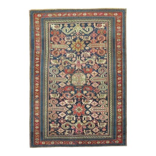 Rare Navy Field Late 19th Century Antique Caucasian Shirvan Rug - 3'3" x 4'3" For Sale