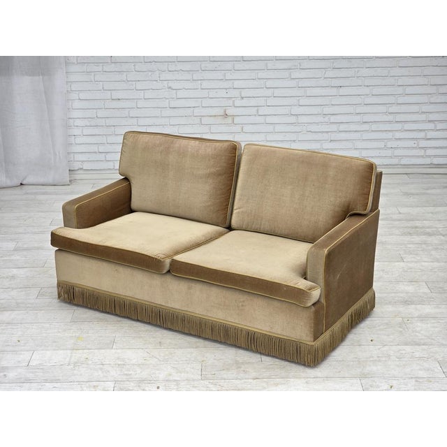 Danish 2-Seater Sofa in Honey Yellow Velour, 1970s For Sale - Image 13 of 17