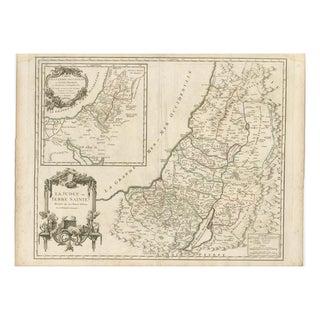Antique French Map of the Holy Land with Twelve Tribes of Israel, 1750s For Sale