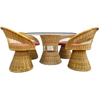 Mid-Century Modern Wicker Dinette Set For Sale