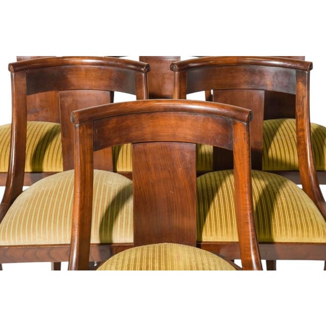 1920s Set of Six French Empire–Style Walnut Dining Chairs, Circa 1920 For Sale - Image 5 of 6