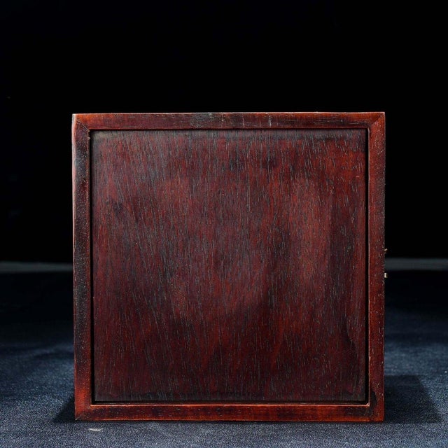 Chinese Vintage Carved "Hundred Blessings" Red Sandalwood Jewelry Box / Keepsake Chest For Sale - Image 3 of 10