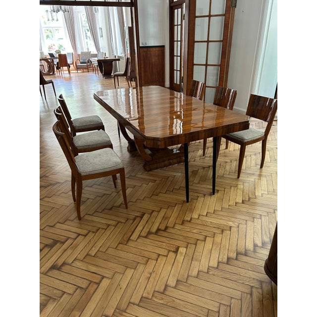 French Art Deco Dining Table Set, 1930s, Set of 7 For Sale - Image 13 of 14