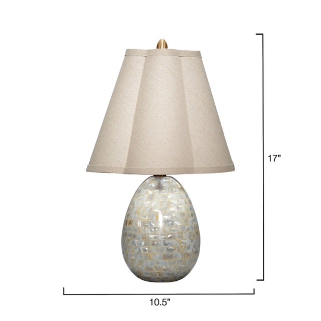 Hollywood Regency Jamie Young Capsule Mother of Pearl Table Lamp with Linen Shade For Sale - Image 3 of 5