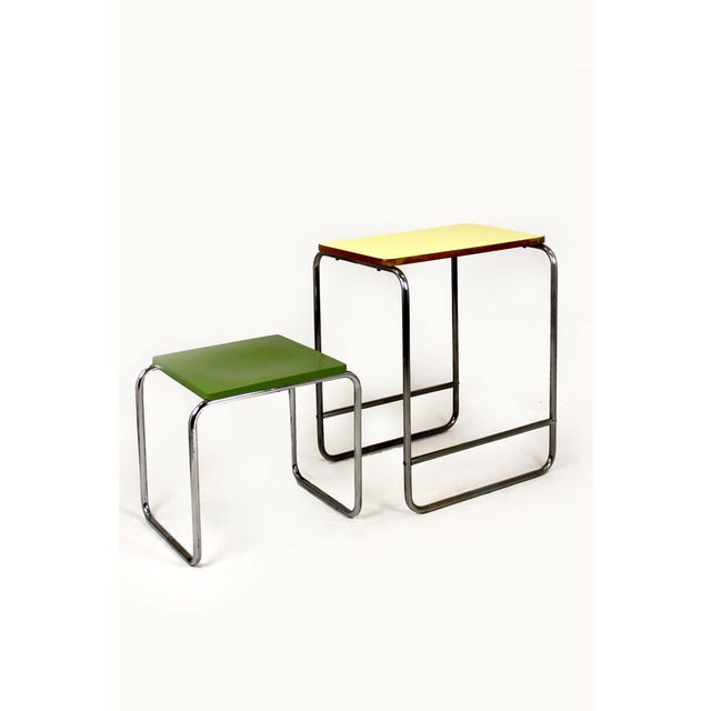 Metal Bauhaus Tubular Steel Side Table, Czechoslovakia, 1940s For Sale - Image 7 of 16