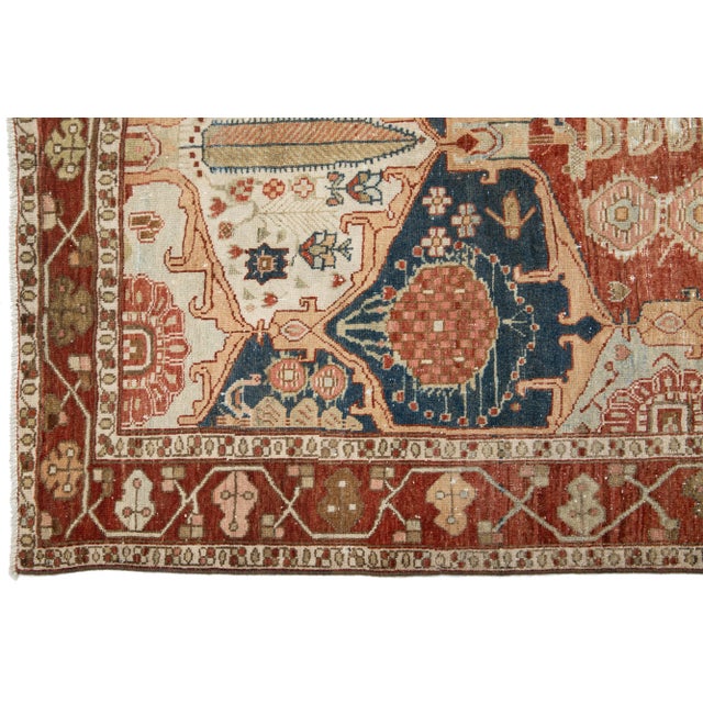 Blue Vintage Persian Handmade Bakhtiari Wool Rug With Allover Design For Sale - Image 8 of 12