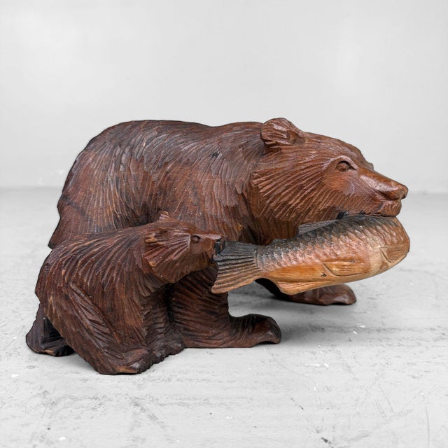 Japanese Kibori Kuma Carved Wooden Bear, 1950 For Sale - Image 11 of 11