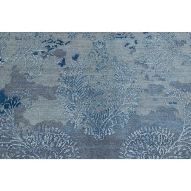 21st Century Modernn Wool & Silk Indian Rug For Sale - Image 9 of 13