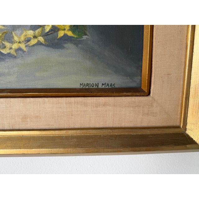 1960s Vintage Marion Maas Floral Still Life Oil on Canvas Painting, Framed For Sale - Image 11 of 12