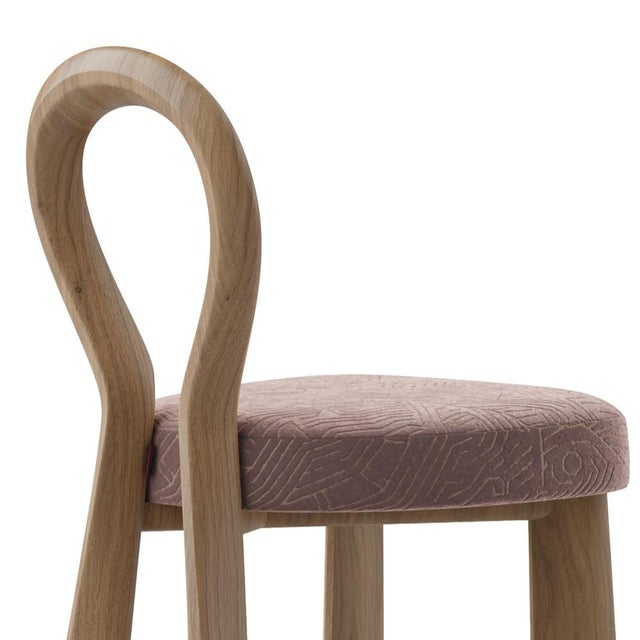 Textile Mary III Bar Chairs in Wood by Ottiu, Set of 2 For Sale - Image 7 of 8