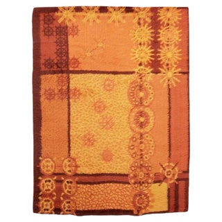 Rya Rug in Wool with Yellow Motifs, 1960s For Sale