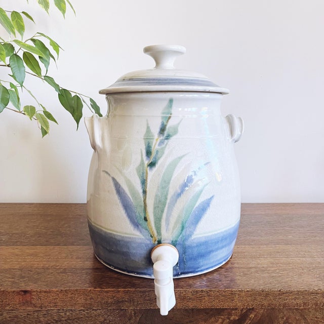 Ceramic Vintage Ceramic Water Crock Dispenser For Sale - Image 7 of 7