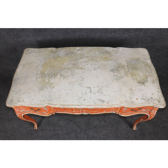 Italian Italian Venetian Style Heavily Distressed Paint Decorated Writing Desk For Sale - Image 3 of 16