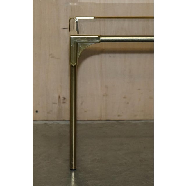 Mid-Century Modern Brass and Smoked Glass Coffee Table with Nesting Tables, Set of 3 For Sale - Image 4 of 18