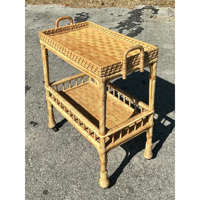 Wood Vintage Coastal Serena and Lily Bar Cart For Sale - Image 7 of 9