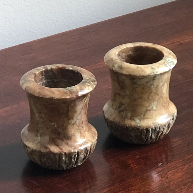Mid-Century Modern Mid-20th Century Brutalist Marble Candle / Votive Holders — a Pair For Sale - Image 3 of 12