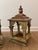 Vintage Asian-Inspired Pagoda Lantern Stands With Distressed Finish and Faux Verdi Gris Copper Roofs, a Pair For Sale - Image 4 of 11
