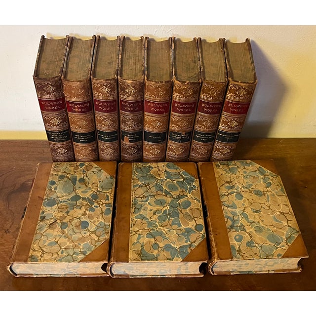 Antique 19th Century Leather Bindings - Books by Sir Edward Bulwer Lytton - 11 Volumes For Sale - Image 4 of 11