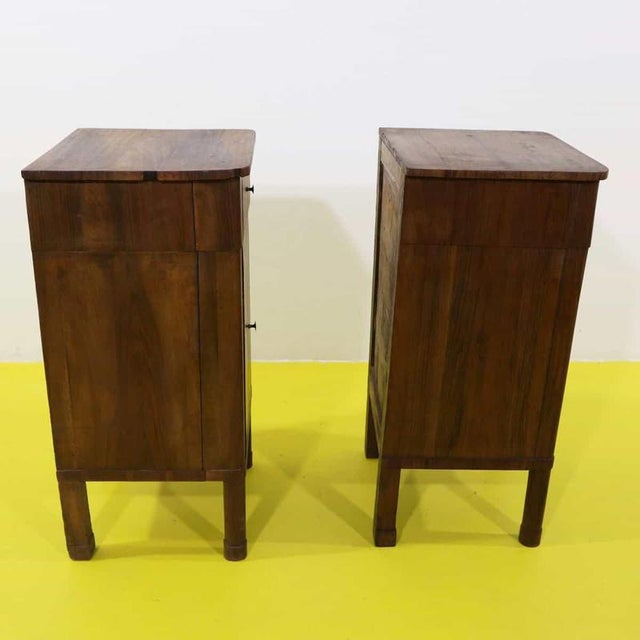 Restoration Nightstands in Walnut with Drawer and Door For Sale - Image 11 of 13