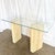 Late 20th Century Vintage Glass Top Travertine Pedestal Console Table For Sale - Image 5 of 12