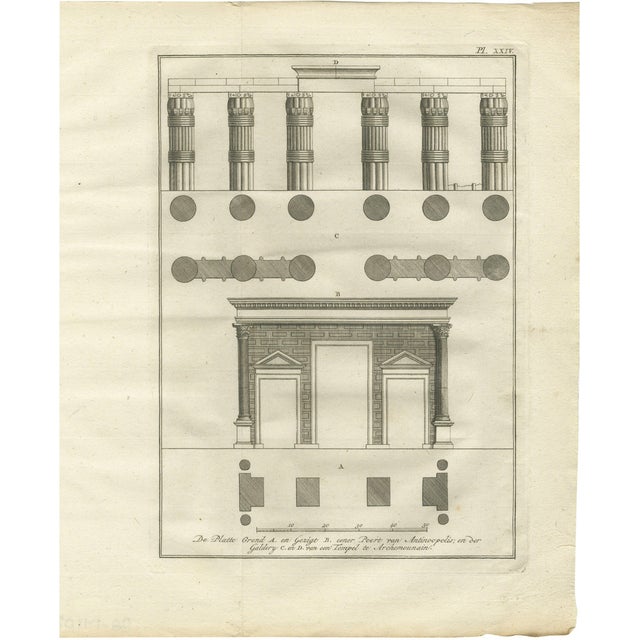 Pococke, Temple Portico and Columns at Antinoöpolis Architectural, 1776, Engraving For Sale