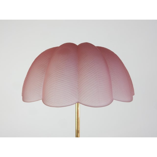 Metal Violet Art Glass Clam Shell Floor Lamp With Brass Base, 1960s France For Sale - Image 7 of 9