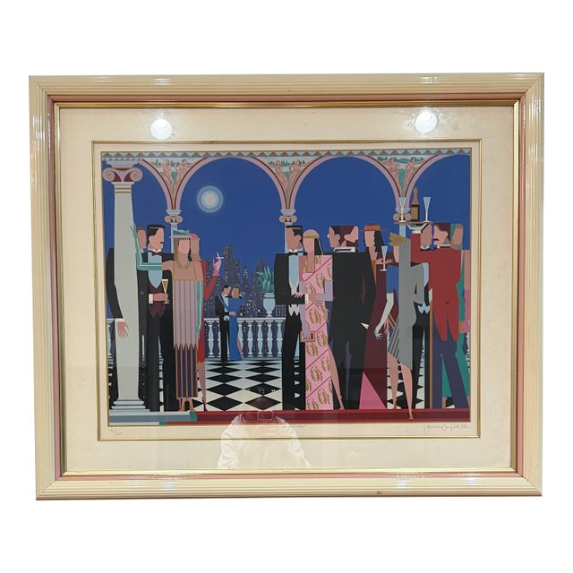 Giancarlo Impiglia “The Grand Party” 1986 Signed & Numbered 92/225 Art Deco Serigraph For Sale