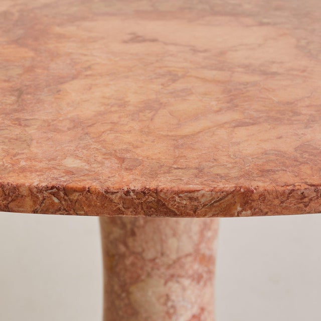 Stone Italian Pink + Red Marble Pedestal Dining or Center Table, 1970s For Sale - Image 7 of 10