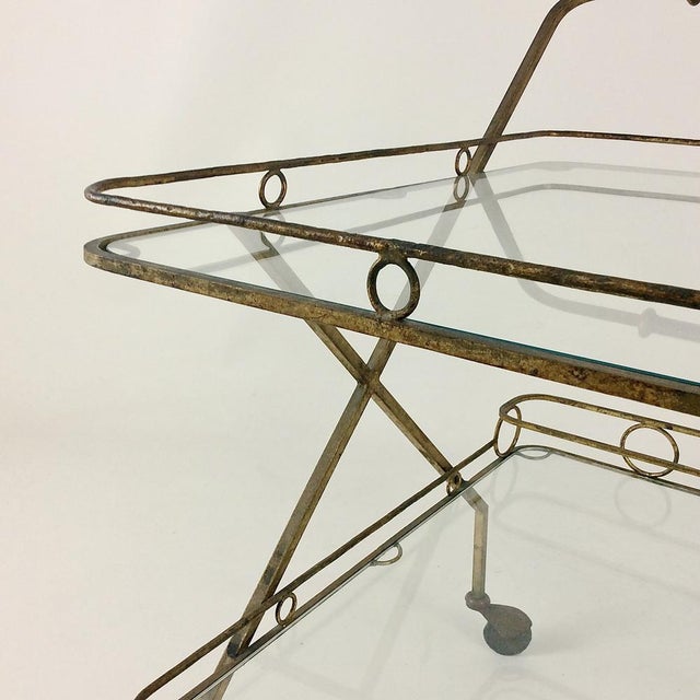 Gilt Metal Bar Cart, Italy, 1960s For Sale - Image 6 of 15