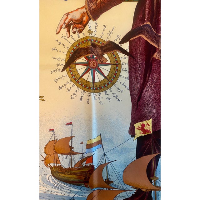 Hermes Silk Scarf designed by Kermit Oliver - 35 by 35 inches. Depicts the first meeting of Columbus and Native Americans...