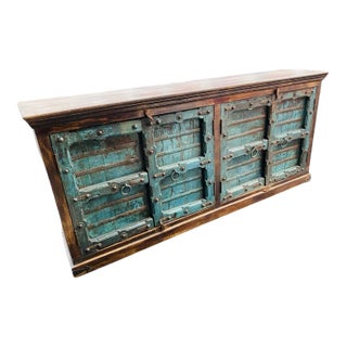 Rustic Solid Wood Coastal Style Credenza/Sideboard/ Buffet For Sale